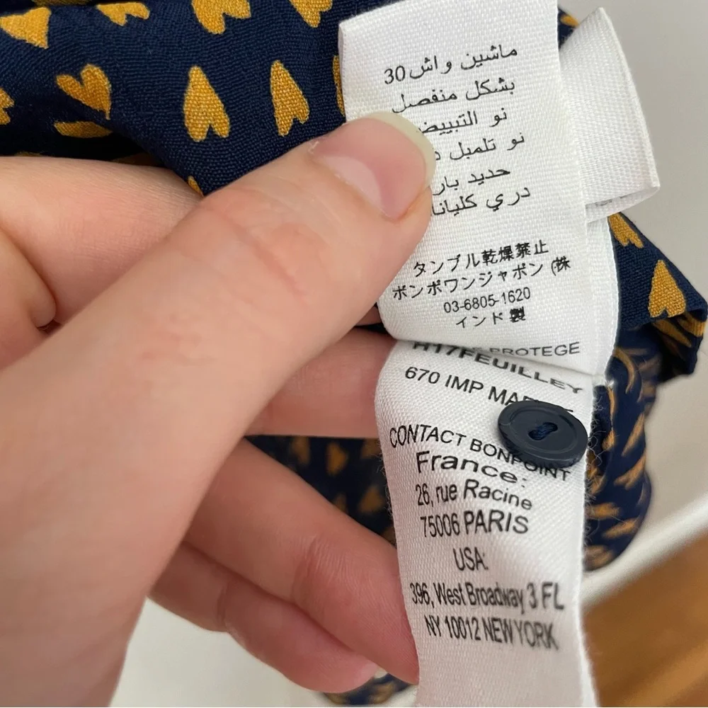 NWT Bonpoint $395 Navy Heart Dress Small Sample - Picture 4 of 11